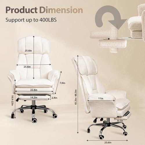 Big and Tall Office Chair with Foot Rest & Flip Armrests