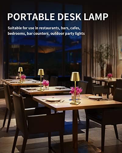 KDG 2 Pack Cordless Gold Table Lamps, Rechargeable Portable LED Desk Lamps