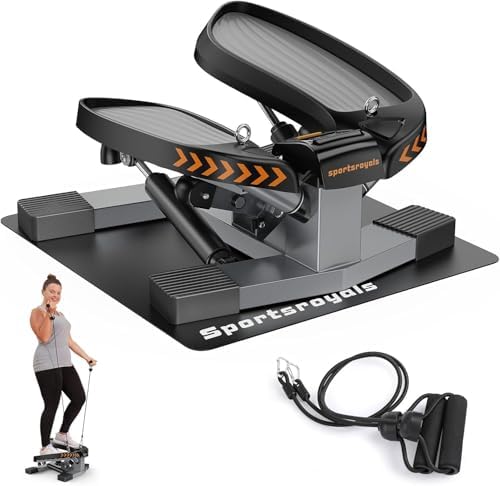 SPORTSROYALS Stair Stepper,Twist/Mini Stepper for Exercise at Home,Step Machine with Resistance Bands for Full Body Workout, 350lbs+ Capacity