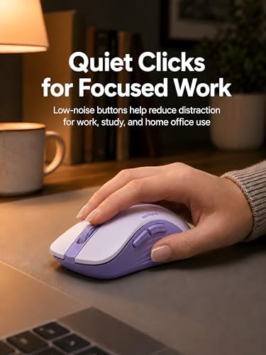 RAPIQUE Bluetooth Wireless Mouse, Dual Bluetooth & 2.4GHz, Purple