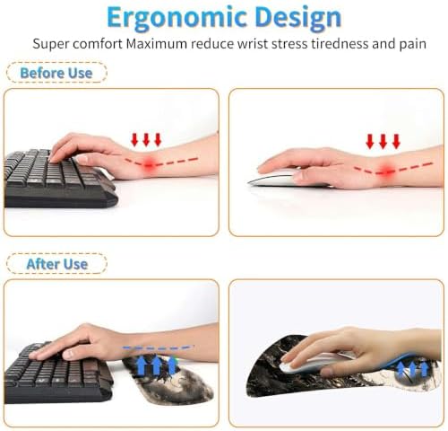 3-in-1 Ergonomic Memory Foam Keyboard Wrist Rest Pad Set, Sakura Dragon