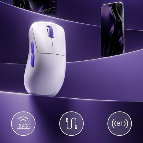 Akko Nest Wireless Gaming Mouse, 8K Polling Rate with PAW 3950 Sensor, 30000 DPI, 49g Lightweight,Omron Mechanical Switches, BT/2.4G/Wired Computer Mouse, White