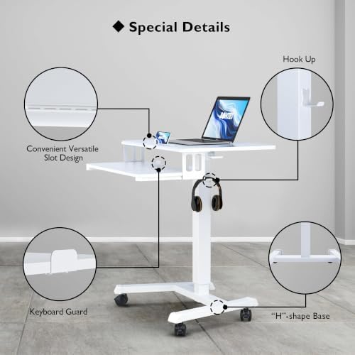 BONTEC Mobile Standing Desk with Keyboard Tray, Mobile Podium on Wheels
