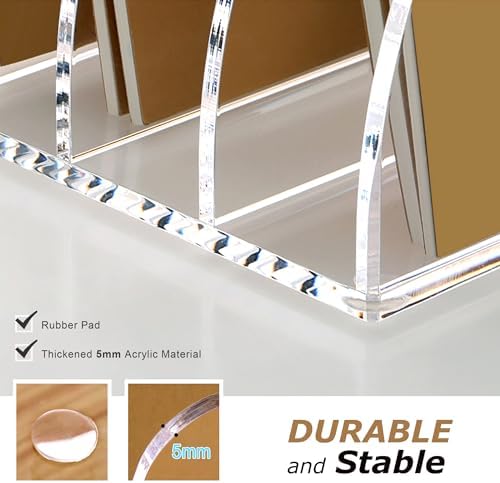 SANRUI Acrylic Magazine File Holder, 6 Vertical Compartments Desk Document Sorter Organizer, Clear Folder Rack Binder Bookstore Workspace Sorters for Office Accessories Organization Storage