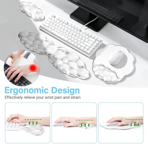 MOSISO Gel Cloud Keyboard Wrist Rest, Cloud Wings Wrist Rest, White