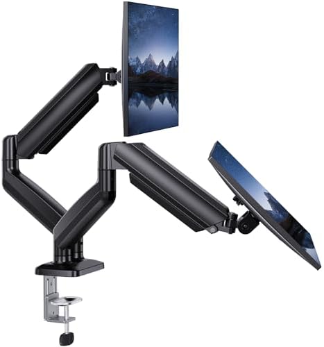 HUANUO Dual Monitor Mount for 2 Monitors up to 30 inches, Each Arm Holds Max 22lbs, Dual Monitor Stand with Advanced System, Height-Adjustable/Tilt/Swivel/Rotate, VESA Standard 75mm or 100mm