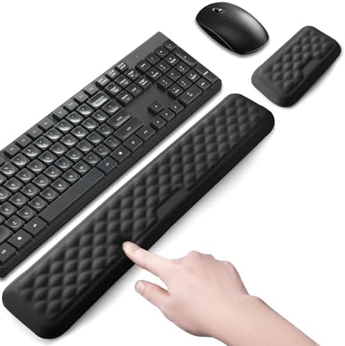 Keyboard Wrist Rest Mouse Wrist Support, Memory Foam Wrist Rest Pad for Computer Laptop, Ergonomic Wrist Cushion Support for Typing Pain Relief, Gaming Home Office, Black