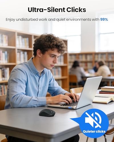 TECKNET Wireless Mouse Bluetooth 5.0/3.0 & 2.4G Rechargeable, Silent Clicks, Adjustable 4800 DPI, 6 Buttons, Ergonomic Design, Bluetooth Mouse for Laptop, Computer, ipad - Gray