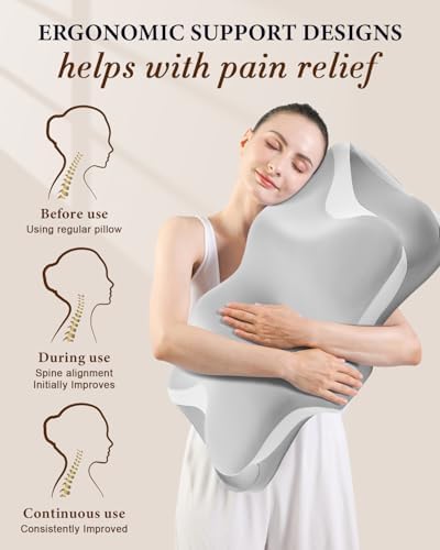 Cervical Pillow for Neck Pain, Ergonomic Memory Foam Contour Pillow
