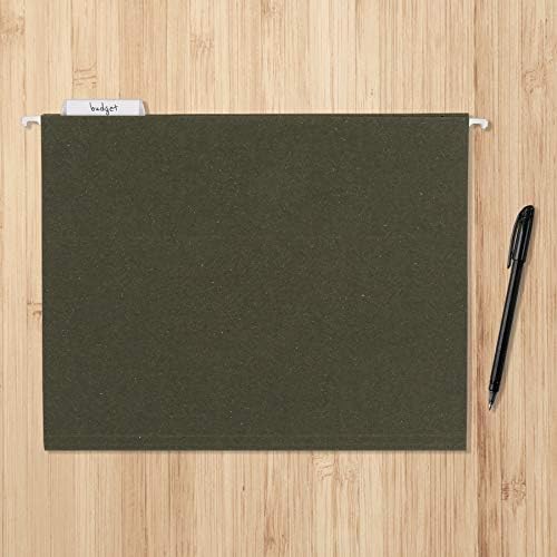Amazon Basics Hanging File Folders for Documents, Letter Size, 1/5-Cut Adjustable Tabs, Standard Green, 75 Count per Box