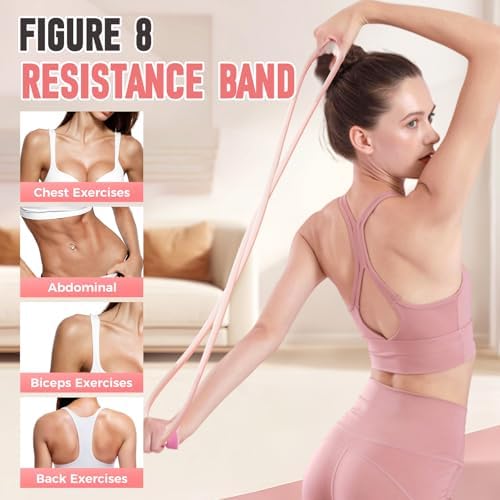 Figure 8 Fitness Resistance Band, 2025 New Elastic Bands for Working Out, Rubber Exercise Bands with Handles for Arm,Back Training, Exercise Equipment for Yoga, Pilates,Pilates