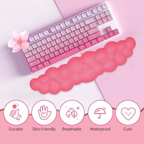JIKIOU Upgrade Leather Cloud Wrist Rest for Keyboard and Mouse & Cup Pad
