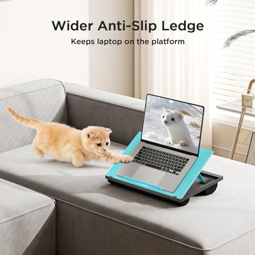HUANUO Lap Desk with 8 Adjustable Angles – Up to 15.6" Laptop, Turquoise