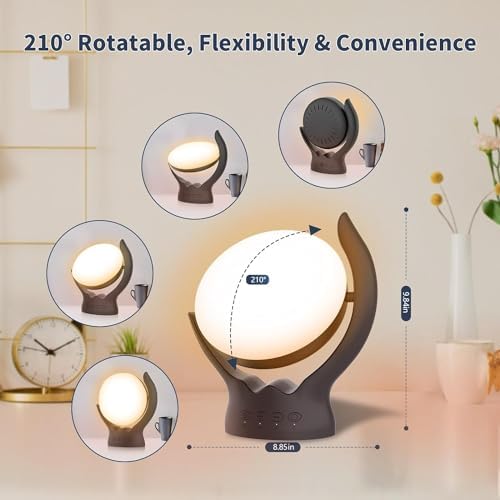Voraiya Light Therapy Lamp, UV-Free 10000 Lux Therapy Light, Rotatable Happy Sunlight Lamp with 5 Brightness & 3 Color Temperature, Timer & Memory Function, Daylight for Bedroom, Office