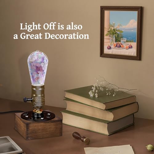 Lustaled Vintage Table Lamp, E26 Retro Lamp with 5W E26 LED Bulb, 3000K Warm White Industrial Style Nightlight Antique Lamps for Cafe Bar Bedroom Living Room Decor Entryway, Non Dimmable