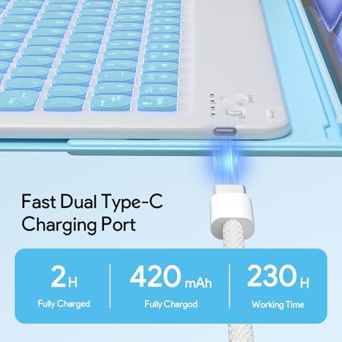 YBING for iPad Air 13 Inch & Pro 12.9 360° Case with Keyboard and Mouse