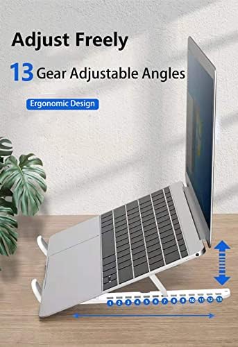 Laptop Stand for Desk with Phone Holder,Anti-Slip Foldable Laptop Riser,Adjustable Portable Stand,Compatible with MacBook Air Pro, HP, Lenovo, Dell, More 10 to 17” Laptops and Tablets (Black)