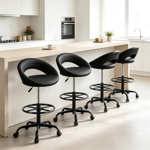 Office Drafting Chair for Standing Desk, PU Leather Bar Stools