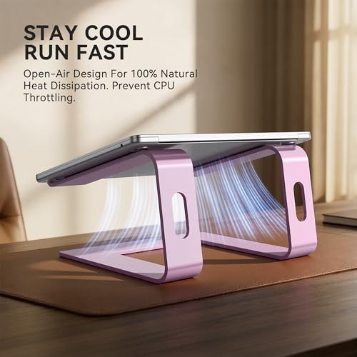 SOUNDANCE Laptop Stand, Aluminum Ergonomic Desk Riser, 10-15.6", Pink