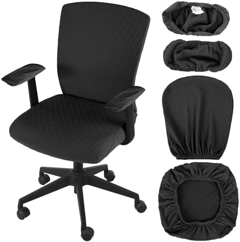 Tallew 4 Pcs Office Chair Covers Stretch Seat Armrest, Dark Grey