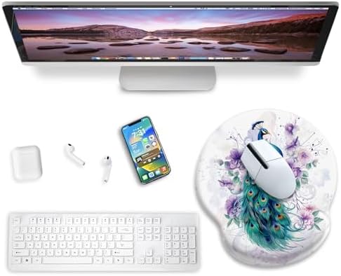 Blusabaca Peacock Mouse Pad Wrist Rest Ergonomic Mousepad Wrist Support