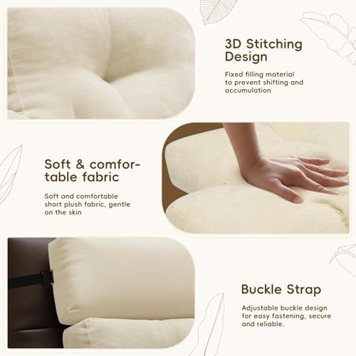 2 Piece Neck Pillow and Lumbar Support Back Cushion Set for Recliner, Beige