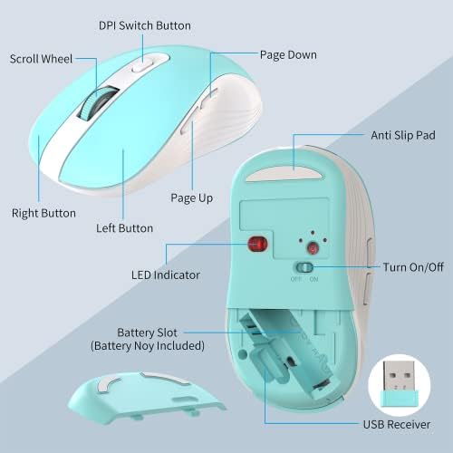 MARVO Wirelss Keyboard and Mouse Combo with Phone Holder, Full-Size, Blue