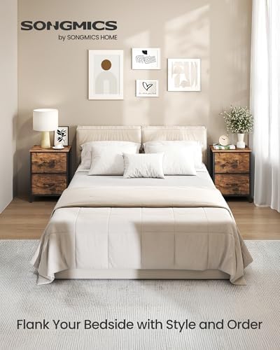 SONGMICS Nightstand with 2 Fabric Drawers, Bedside Table, Side End Table