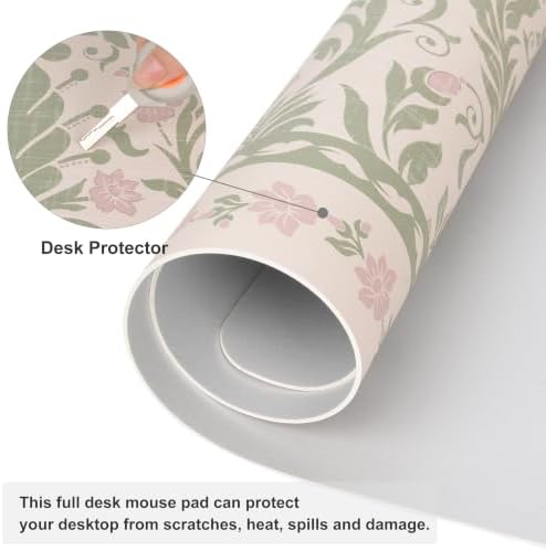 QIYI PU Leather Large Mouse Pad, Waterproof Desk Mat, 31.5" x 15.7", Floral