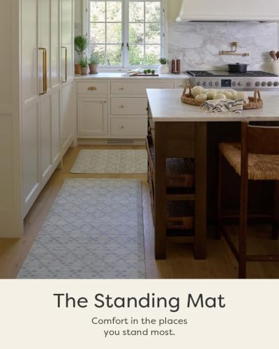 House of Noa Nama Standing Mat – Anti-Fatigue Cushioned Kitchen Mats for Floor | Ergonomic Bounce-Back Foam Kitchen Mats | Anti-Fatigue Mats for Kitchen & Standing | Sloan Peri Blue | 22" x 36"