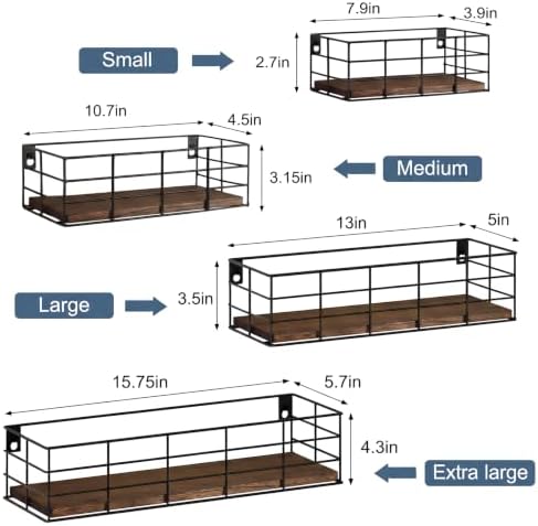 Fixwal Wire Frame Floating Shelves for Wall Storage 4 Different Sizes