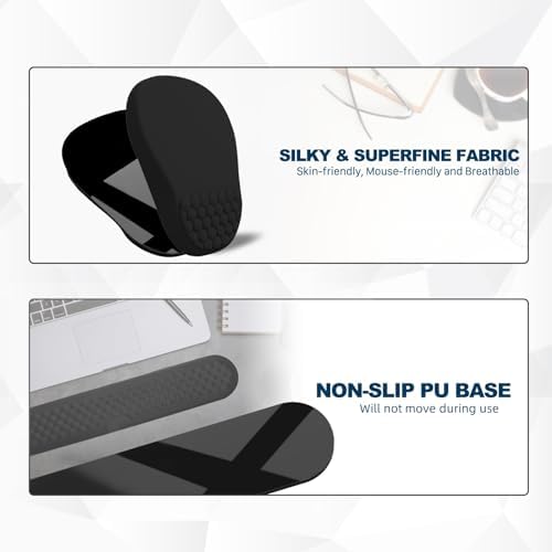 Ergonomic Mouse Pad and Keyboard Wrist Rest with Massage Design, Space-Saving Mouse Pad Wrist Support, Memory Foam Wrist Rest with Non-Slip PU Base for Computer Desk, Black