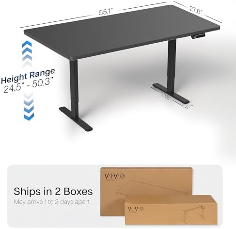 VIVO Black 55 x 28 in Standing Desk, DESK-KIT-2B55B