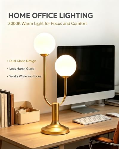 Lightdot Globe Gold Table Lamp for Bedroom Dimmable Gift G9 Bulbs Included