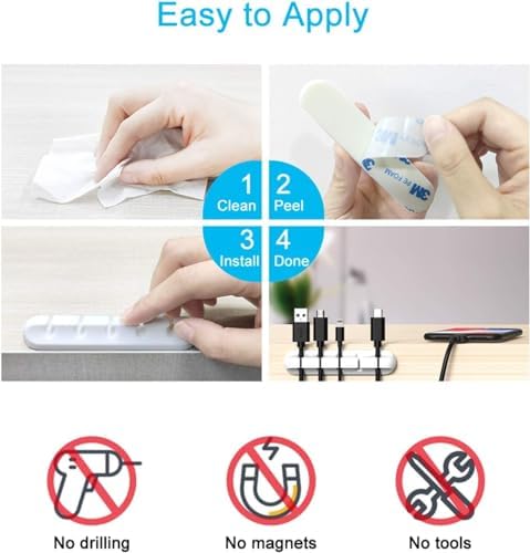 INCHOR Cord Organizer for Desk, Cable Organizer Cable Holder 3 Pack White