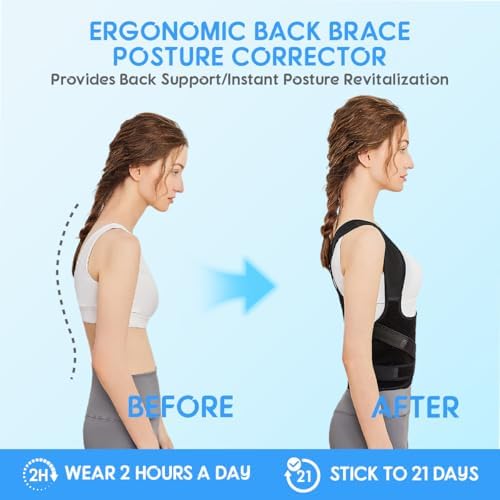 Posture Corrector for Women/Men Adjustable Full Back Brace Support