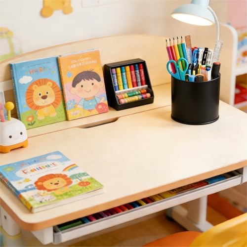 Yieach 360 Rotating Acrylic Black Pen Holders and Pencil Cups for Desk,Small Cute Desk Organizers Accessories and Makeup Brush Holder,Spinning Pencil Caddy School Supplies Organizer for Teacher,1PCS
