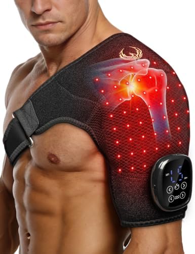 Seenew Cordless Red Light Therapy Shoulder Pad with Heat Massage, 72 LEDs