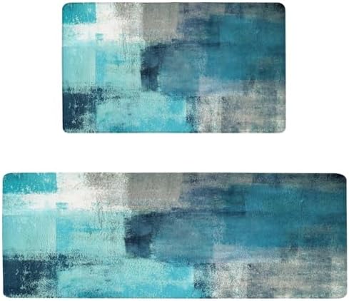 Anti Fatigue Kitchen Mats, 17.3"x47"+17.3"x29", Teal