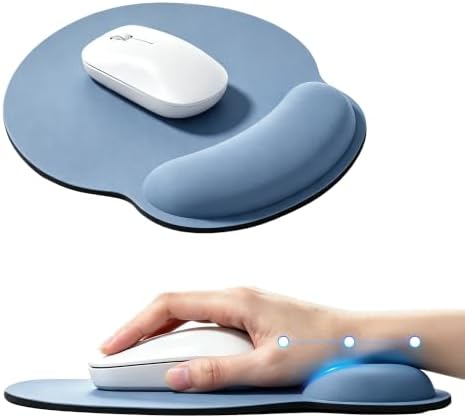 Ergonomic Mouse Pad with Wrist Rest, Lycra Surface, Blue