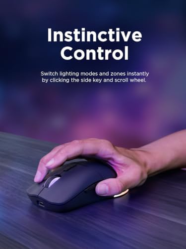 Lenovo Legion M220 Wireless RGB Gaming Mouse, Tri-Mode (Bluetooth, 2.4GHz & Wired), 5000 DPI Optical Sensor, 2-Zone RGB Lighting, 100Hr Battery, 7 Buttons, USB-C Rechargeable, Nebula Purple