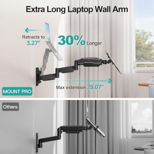 MOUNT PRO Long Laptop Wall Mount, 28" Extended Wall Mount Laptop Holder