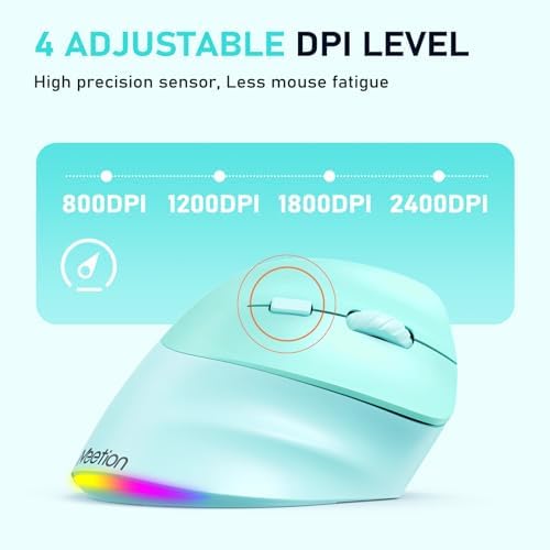 MEETION Ergonomic Wireless Vertical Mouse, Rechargeable, Green