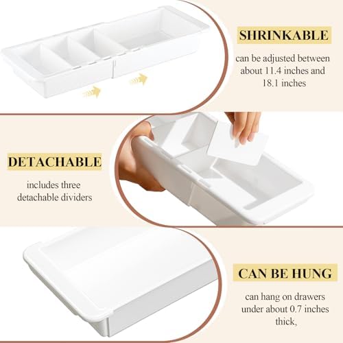 Expandable Deep Drawer Organizer Bins for Desk, White, 1 Pcs