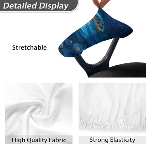 2 Pcs Office Chair Armrest Covers Sea Turtle Flowers Print Anti-Dust Soft Comfy Computer Desk Chair Arm Covers Soft Stretchy Gaming Chairs Arm Rest Slipcover Covers, Easy to Install & Clean