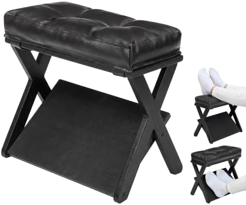 Foot Rest Under Desk at Work, Solid Wood Double Step Footrest
