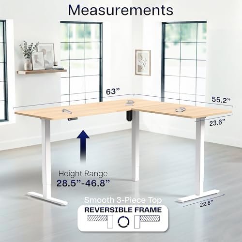 VIVO Light Wood 63 x 55 in Corner Standing Desk, DESK-E3CTC