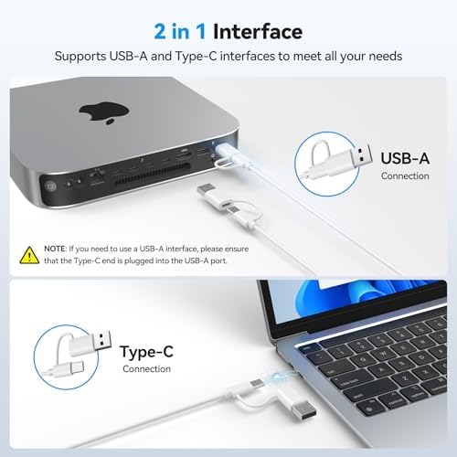 TECKNET Wired Keyboard for MacOS Devices with Dual Interface, Slim Mac Keyboard, Comfortable Ergonomic Typing Angle & Stable Connection for PC/Laptop, Compatible with MacBook, iMac, Mac mini/Pro