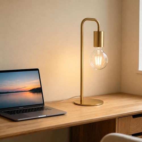 Industrial Modern Bronze Table Lamp 13.5", for Desk or Bedside