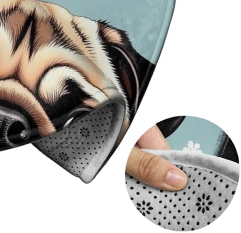 Men's Large Home Decor Mat, Soft Round Yoga Carpet, Non Slip Machine Washable Home Office Circle Rug Cute Puppy Pug